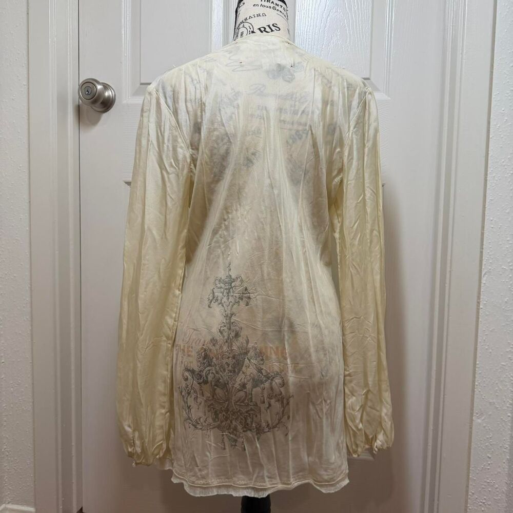 Johnny Was For Love and Liberty Edwardian 100% Silk Long Sleeve Fairycore Blouse